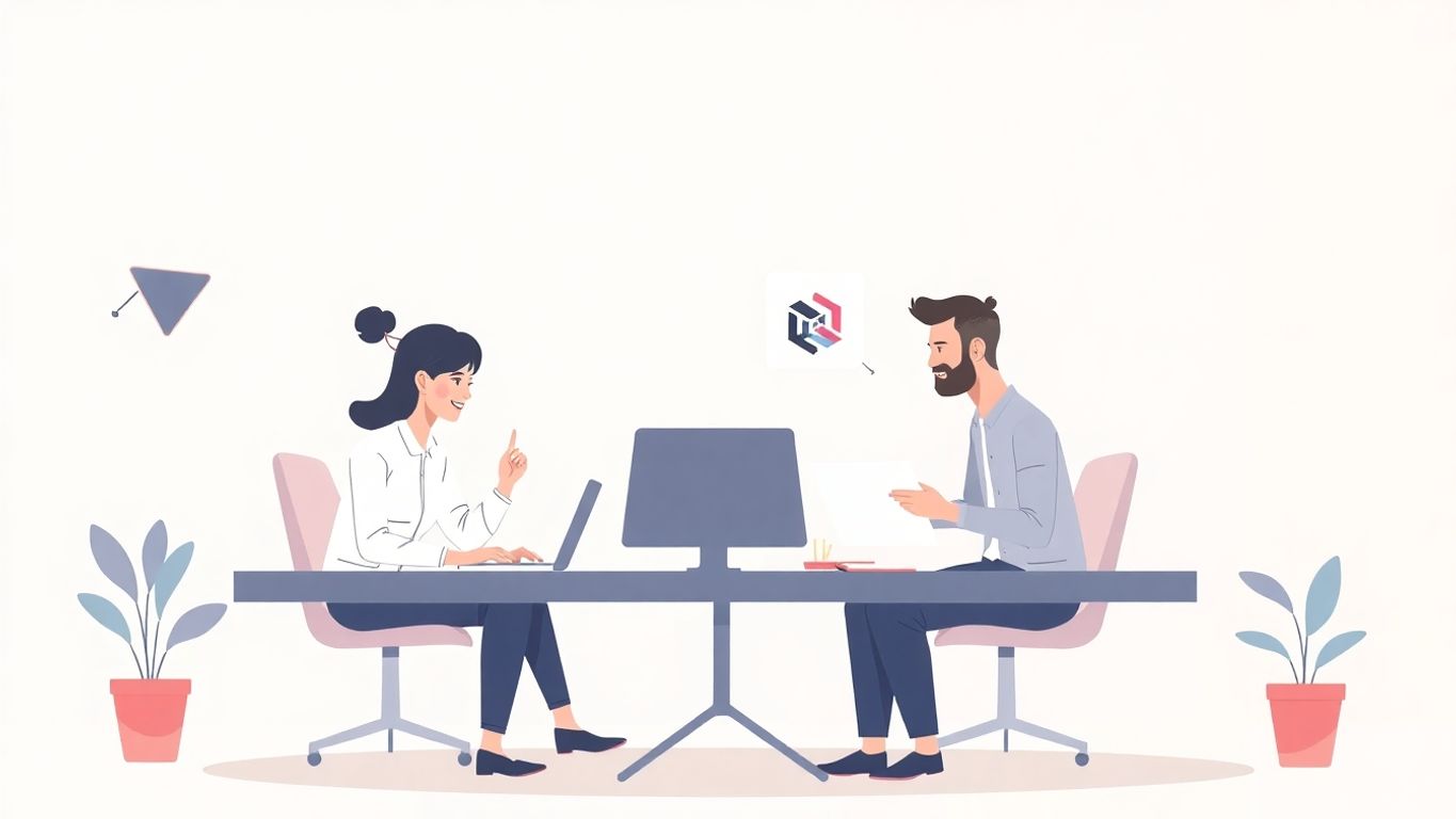 To designere samarbeider om logoer.