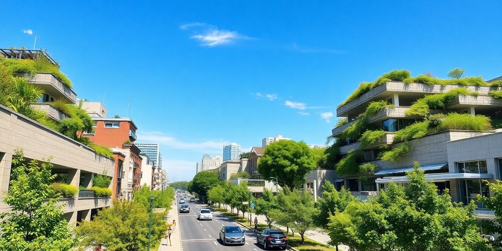 Oraș verde, tehnologii curate, viitor sustenabil.