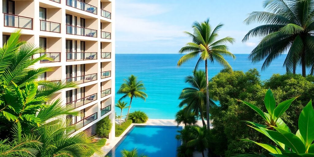 Phuket condo with swimming pool and ocean view.