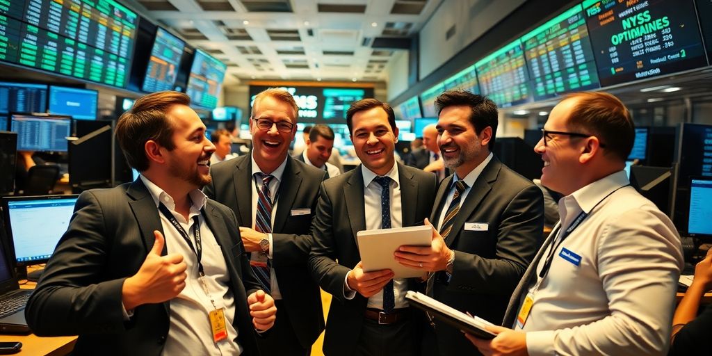 Group of successful options traders celebrating their achievements.