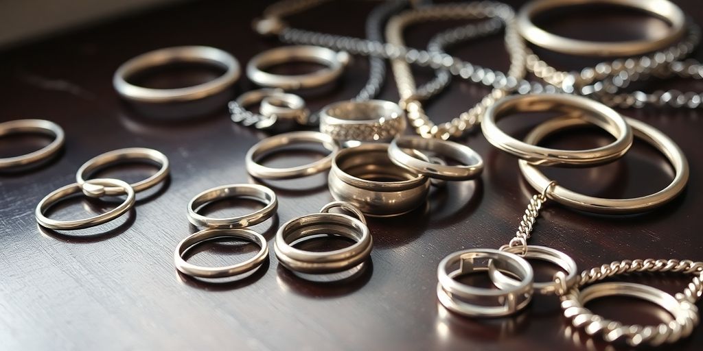 Bijoux en argent anciens sur une table