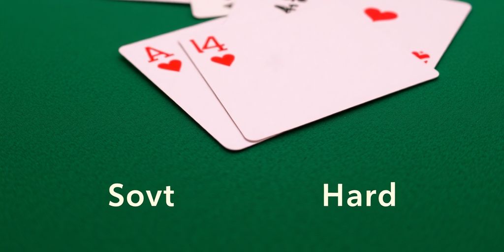 Blackjack cards showing soft and hard hands.