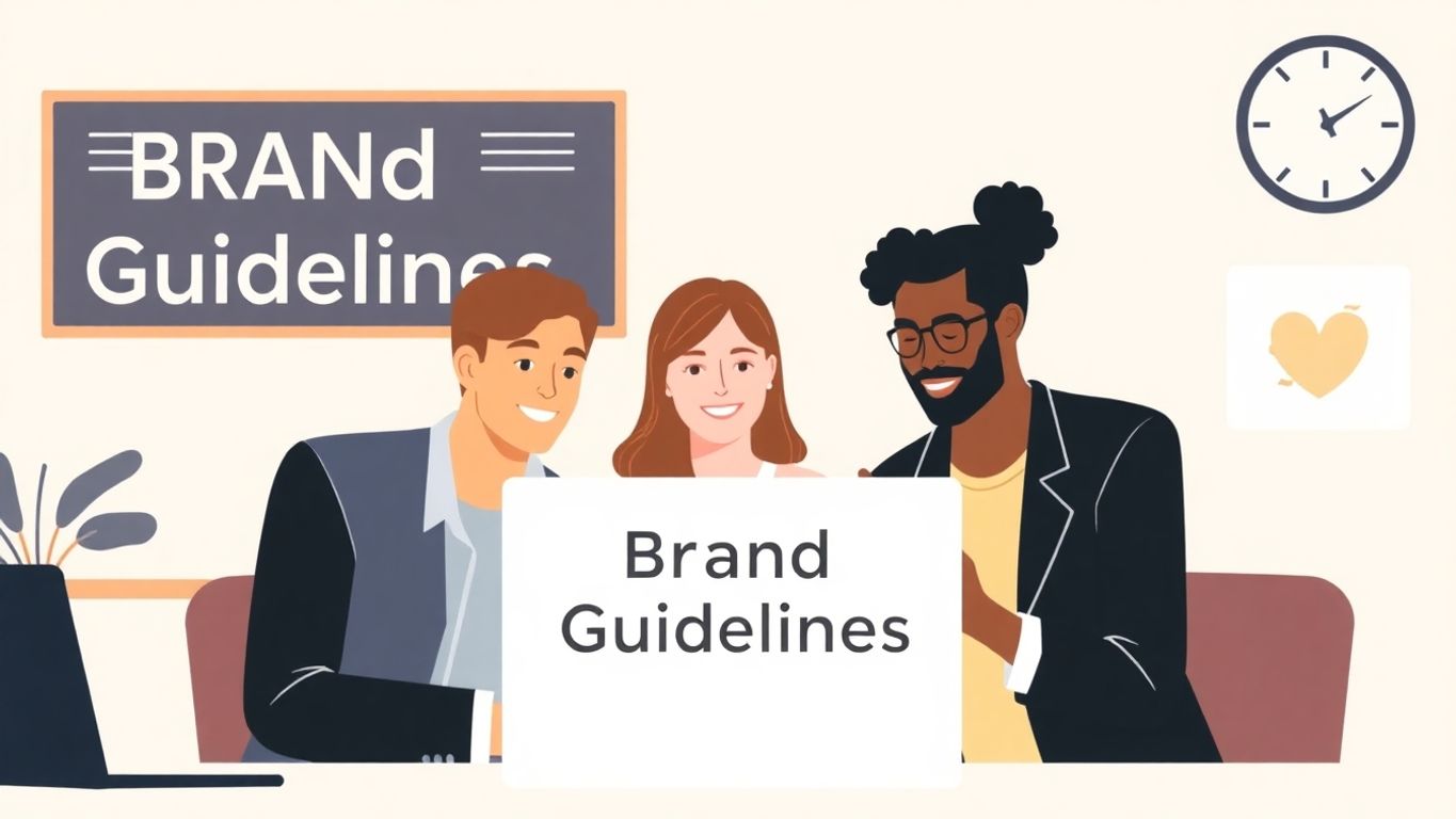 Illustrasjon av teamwork og merkevarekonsistens.