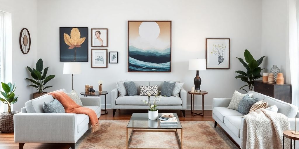 Personalized home decor in a stylish living room.