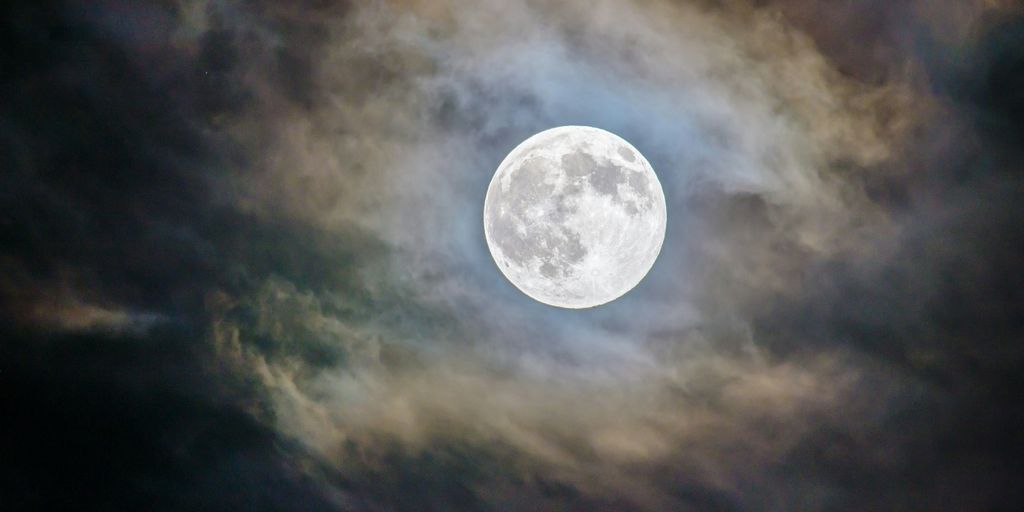 full moon and gray clouds during nighttime