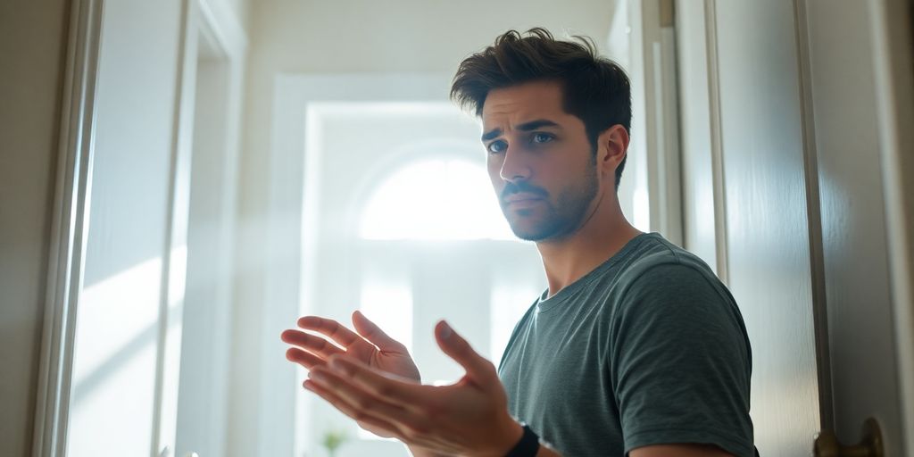 Une personne vérifiant les serrures de sa porte d'entrée.