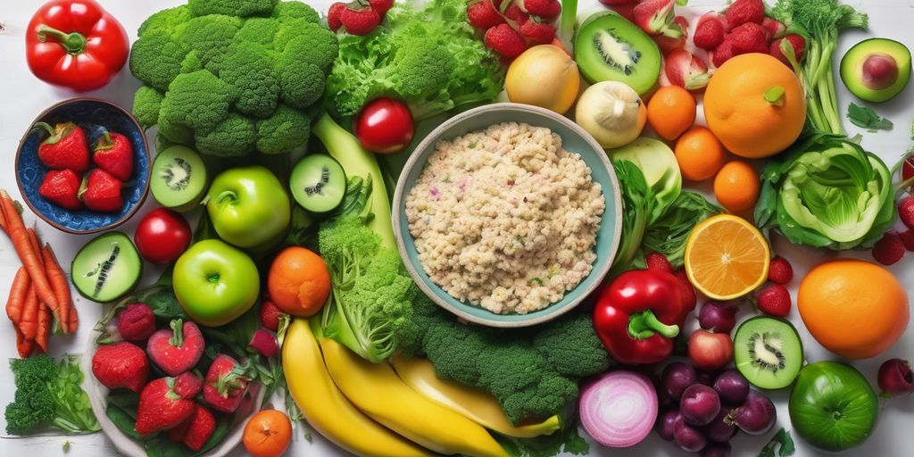 healthy meal plan for diabetes with fresh vegetables and fruits
