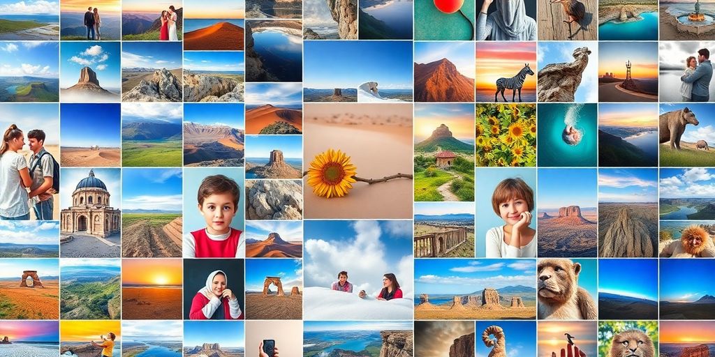 A collage of diverse photographs by young photographers.