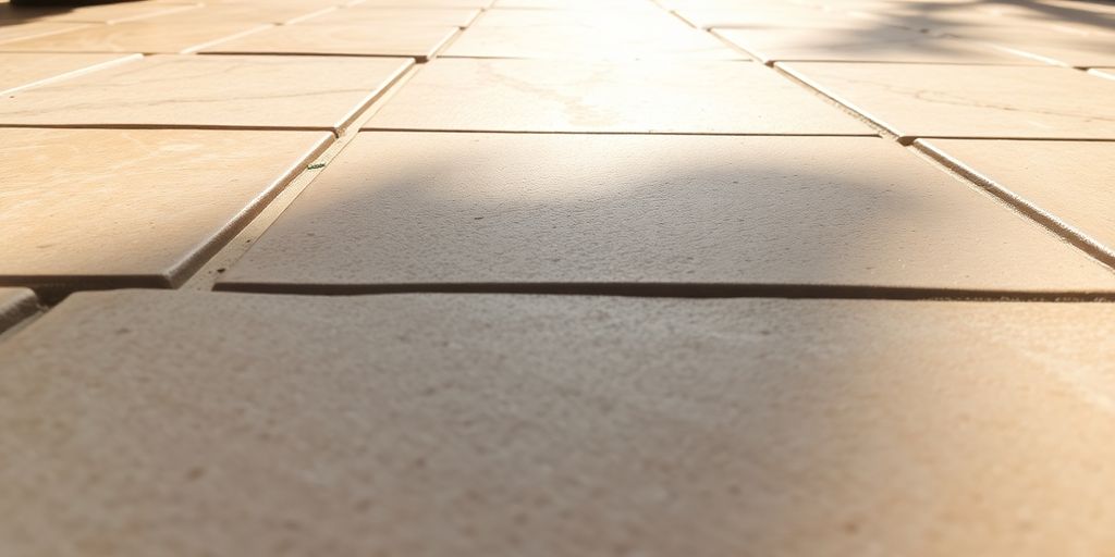 Outdoor tile patio with durable mortar and grout.