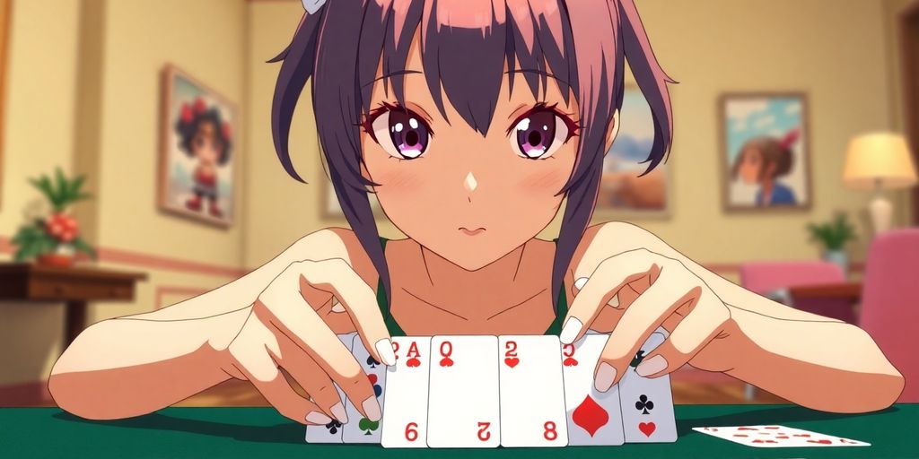 Anime girl playing FreeCell.
