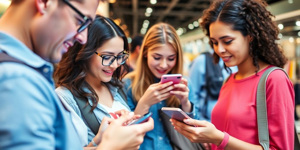 People shopping on mobile devices.