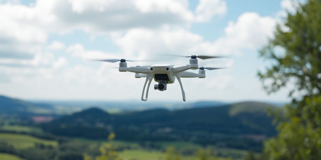 Drone volant au-dessus d'un paysage pittoresque britannique.