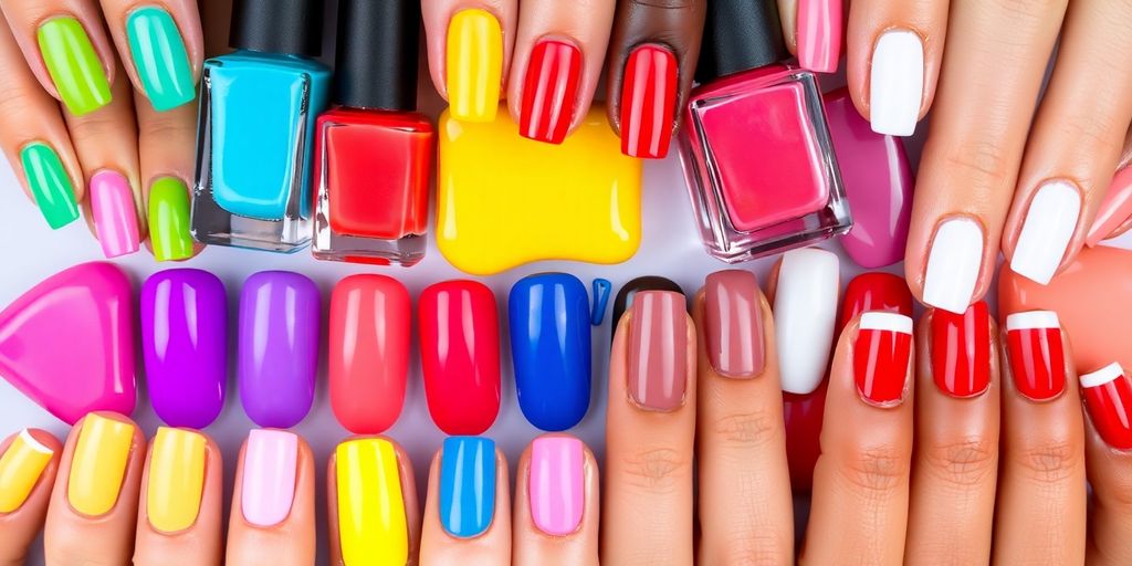 Unhas coloridas que não combinam com o tom de pele.