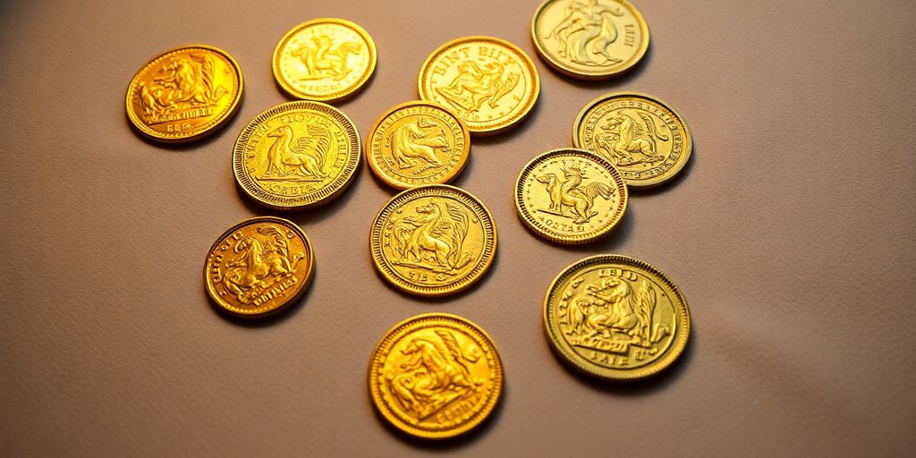 Collection de pièces d'or anciennes sur velours.
