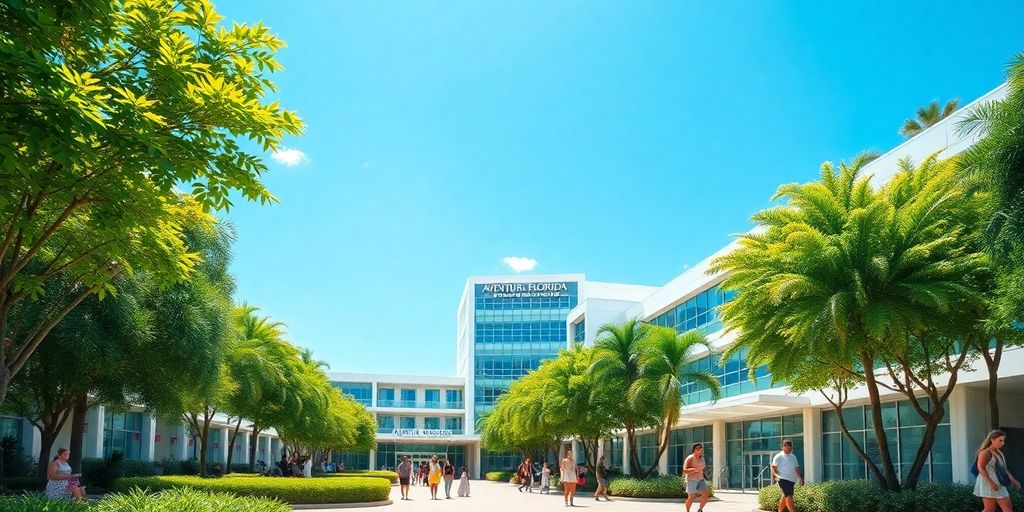 Vibrant Aventura, Florida Hospital scene with active community.