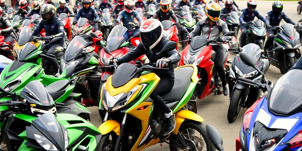 Verschiedene Motorräder in einer aufregenden Anordnung.