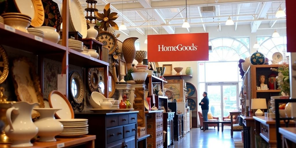 Home Goods store interior with aisles of products.
