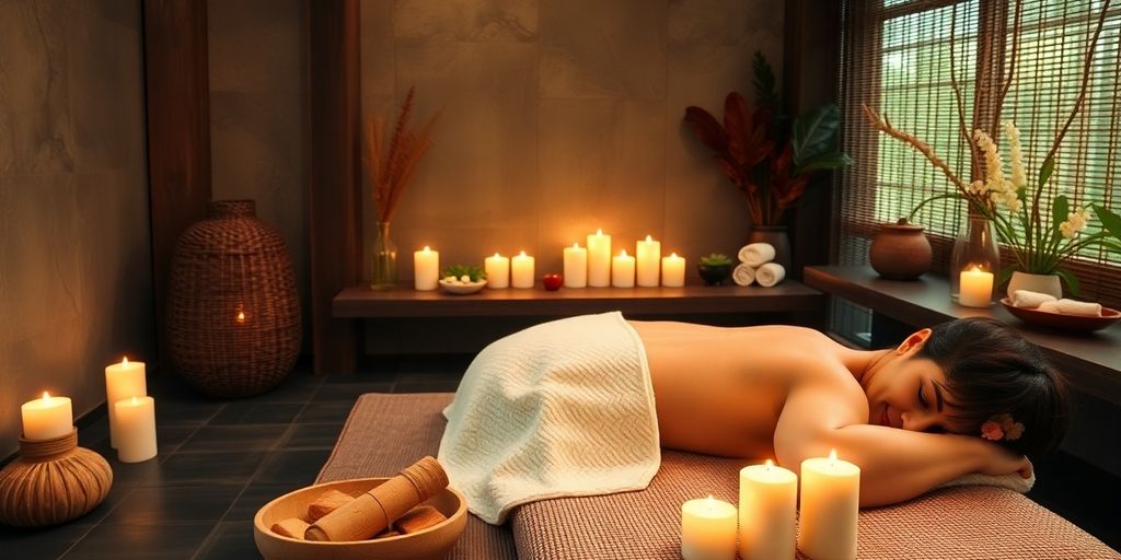 Bali masajı yapılan bir spa alanı.