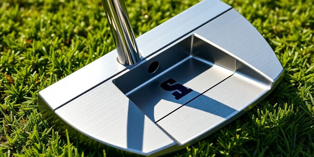 Scotty Cameron Phantom X putter head on a golf course.