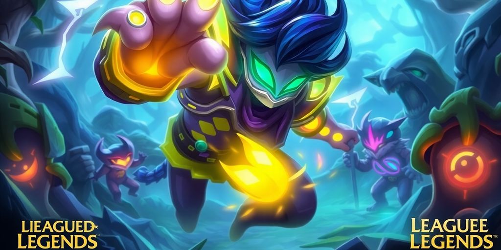 Summoner's Rift map, champion, and minion.