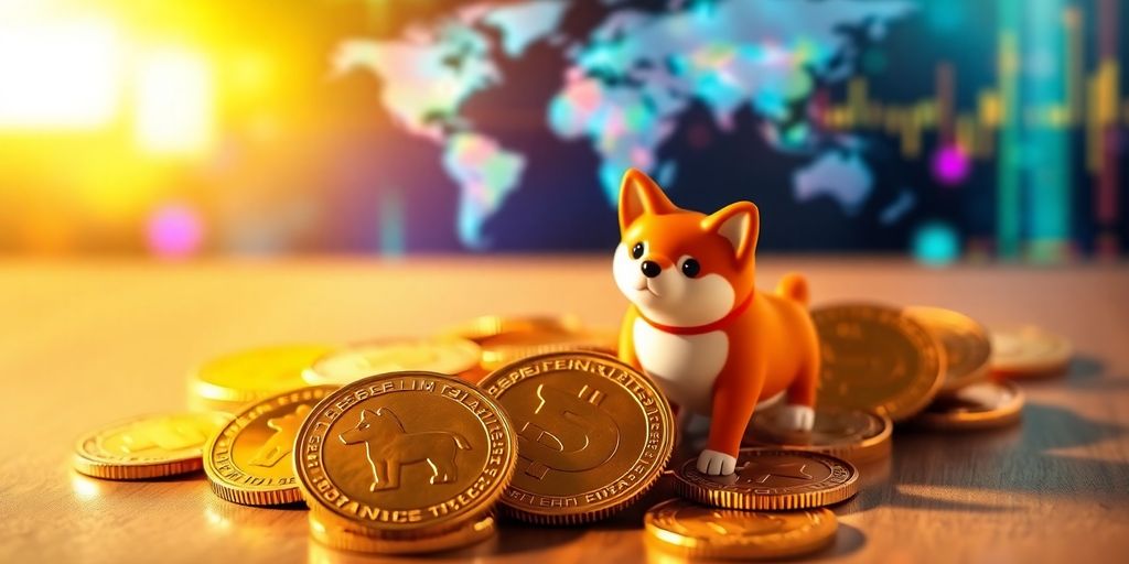 Photograph of shiny shiba inu coins on a wooden surface.
