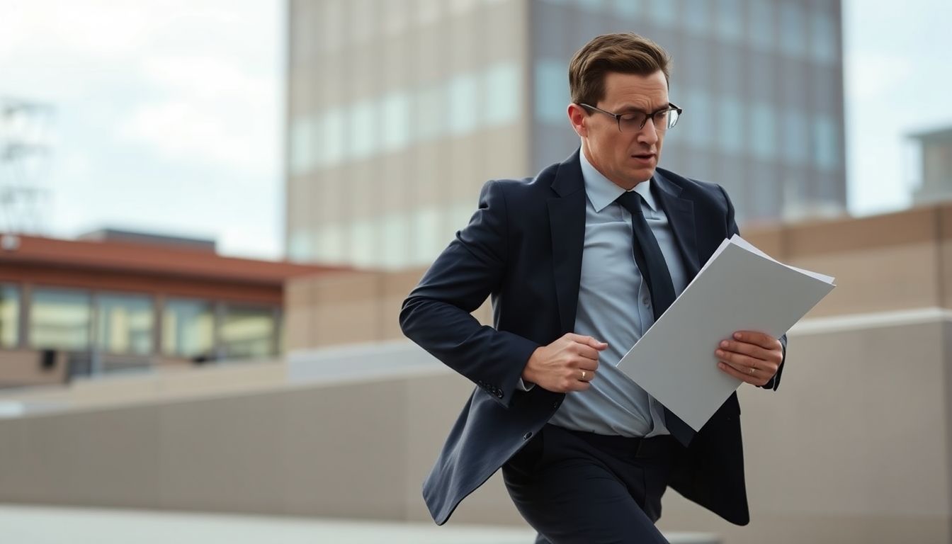 Man fleeing from a determined process server.