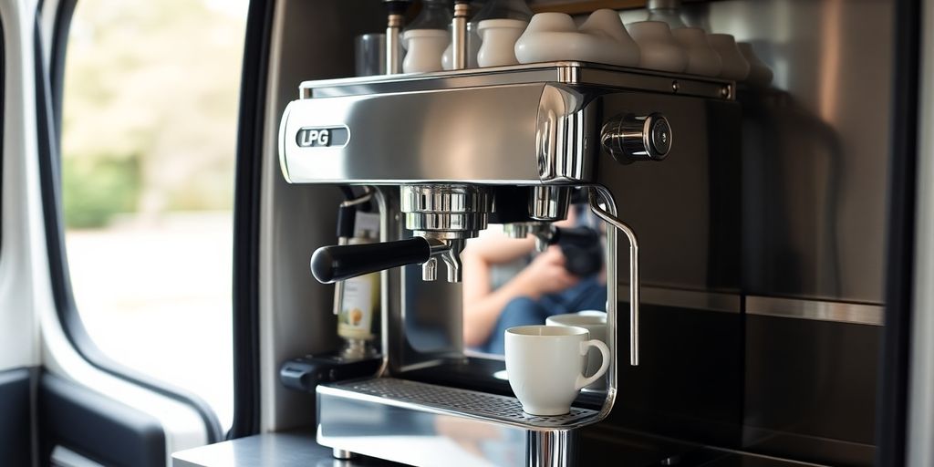LPG coffee machine in a catering van.