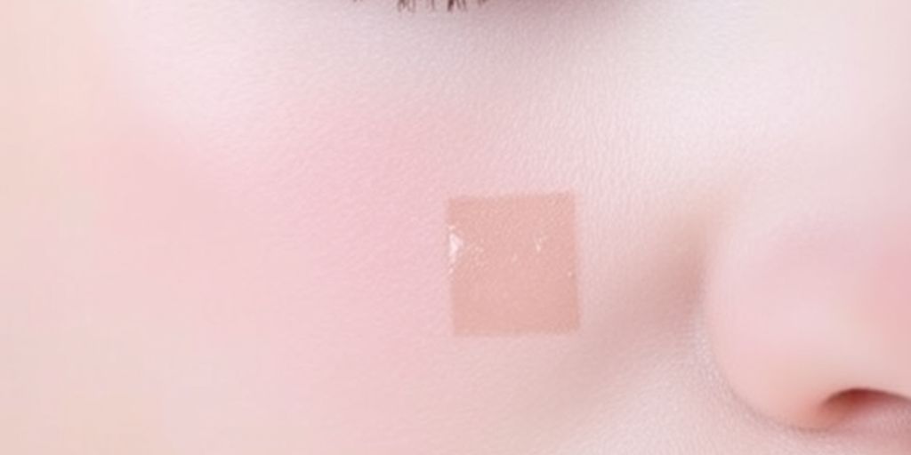 Silicone scar tape on skin after acne.