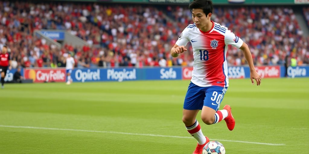 Son Heung-min trong trận đấu của đội tuyển Hàn Quốc.
