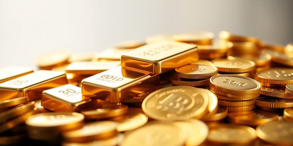 Des lingots et des pièces d'or brillants.