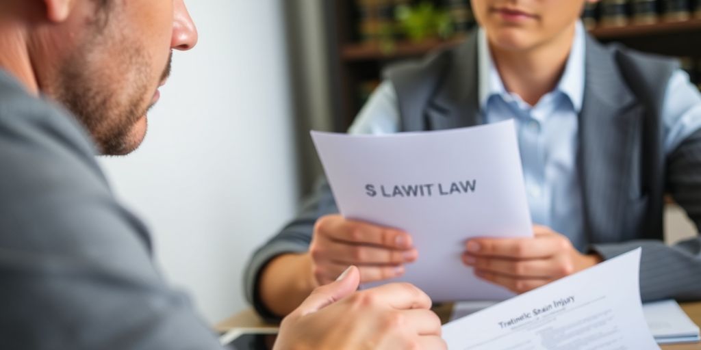 Consultation between a lawyer and a client about head injury.
