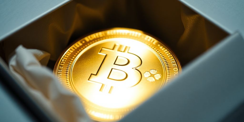 Gold coin in secure shipping container