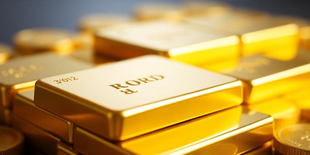Des barres et pièces d'or empilées brillantes.