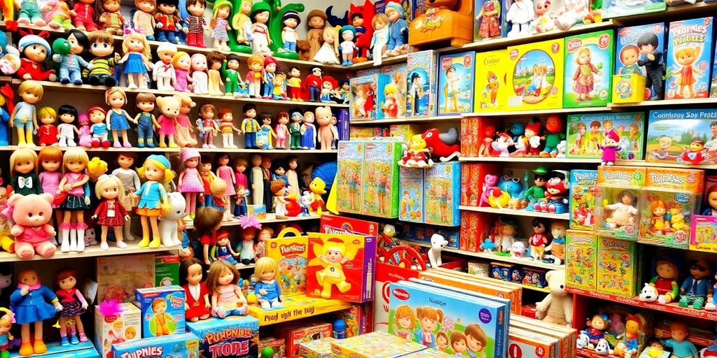 Colourful toys on shelves in The Entertainer Chester.