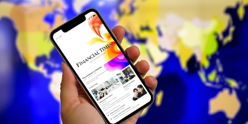 Financial Times app interface with global news.