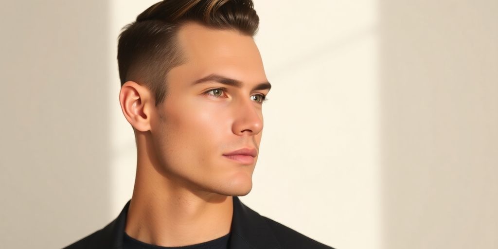 Stylish man with sleek hair and minimalist look.