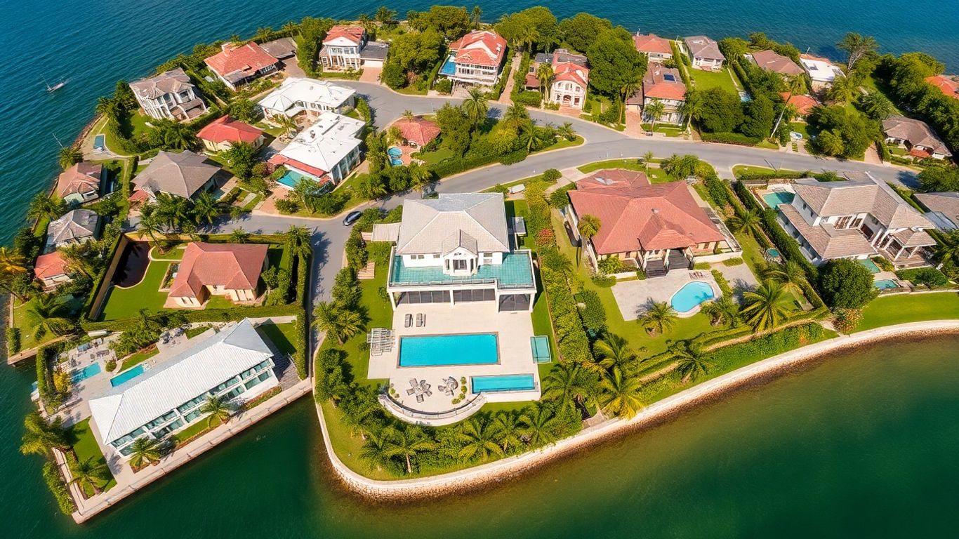 Luxurious Australian waterfront homes and pools under bright daylight