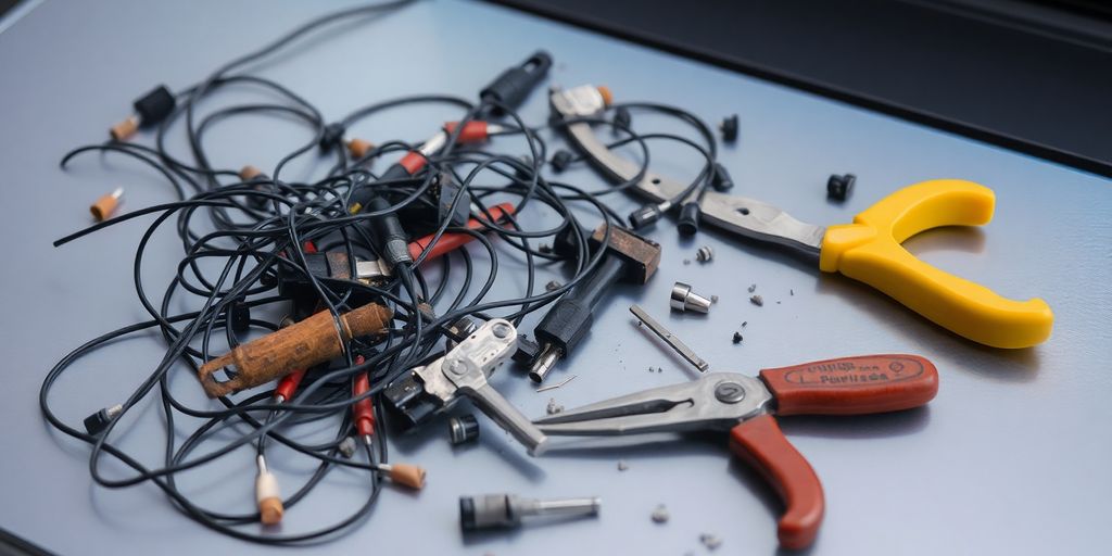 Broken tools scattered around a website.