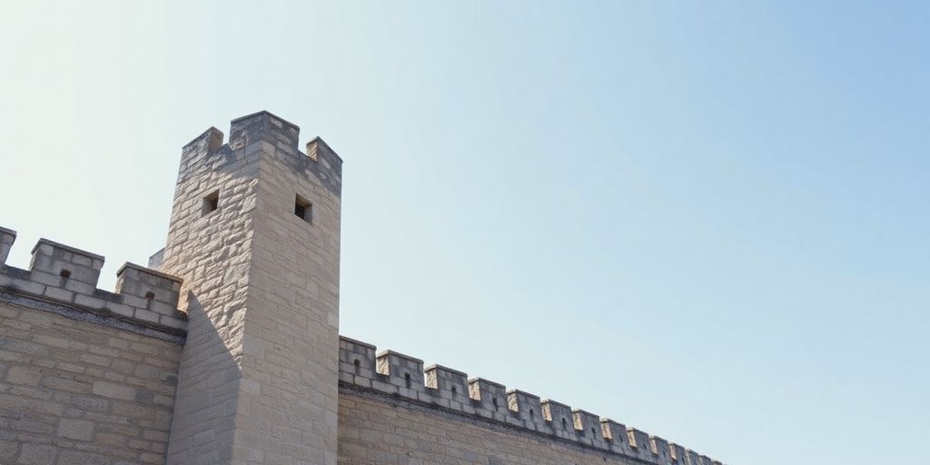 Fortress wall, clear boundary.