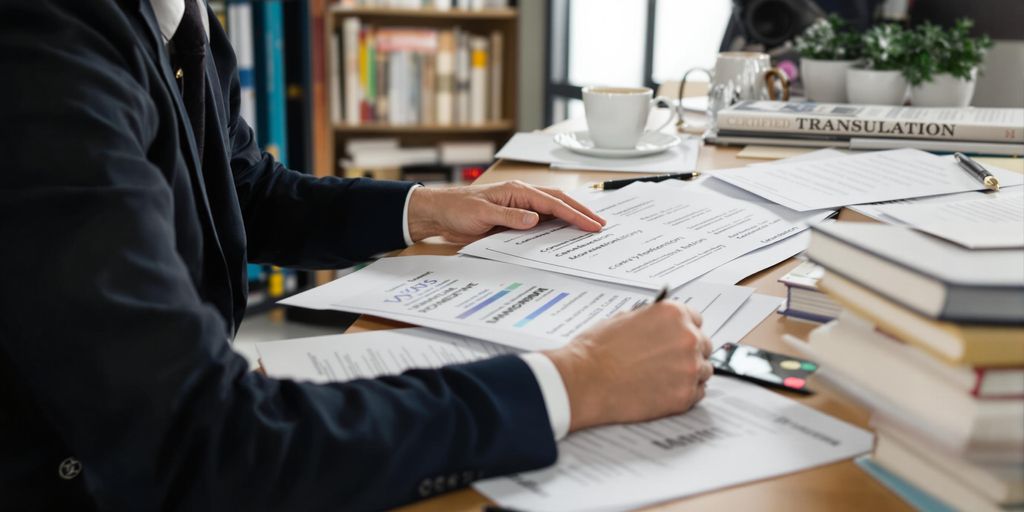 The sworn translator works with translation documents.