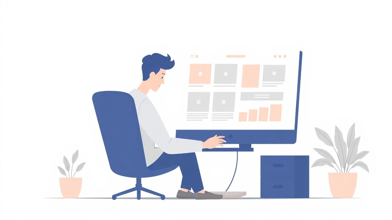 Webdesigner jobber med digitalt prosjekt for små bedrifter.