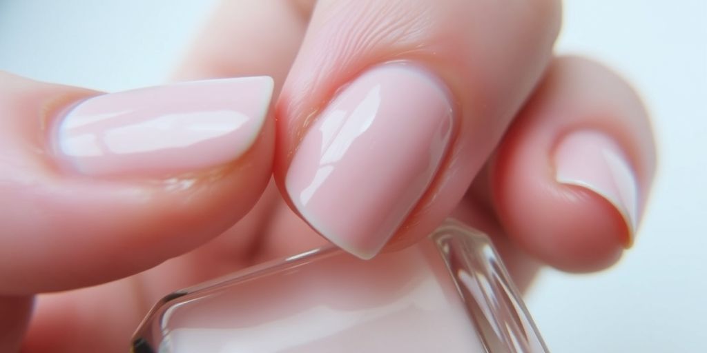 Unhas com esmalte brilhante