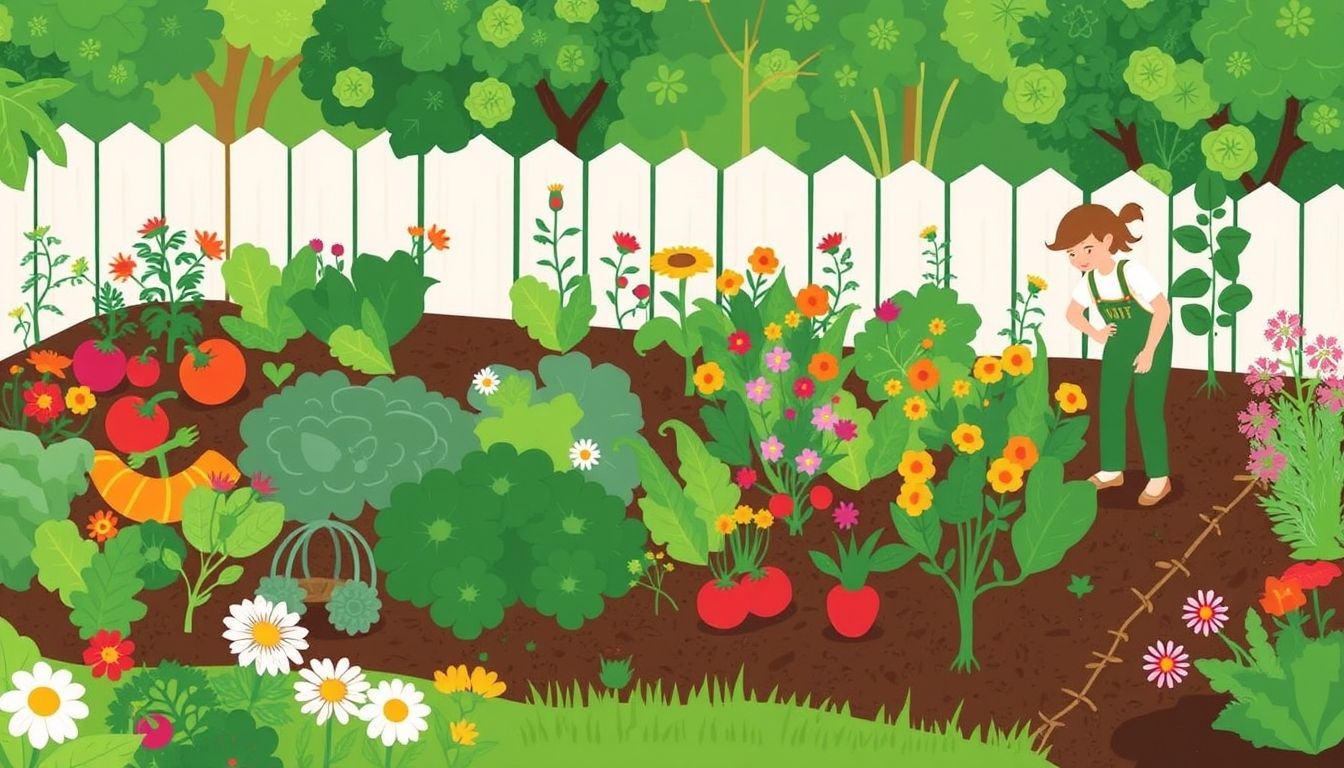 Gardener mulching in a vibrant no-dig garden