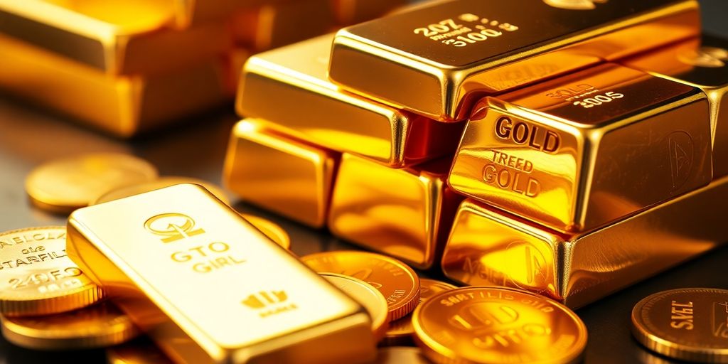 Lingots et pièces d'or brillants