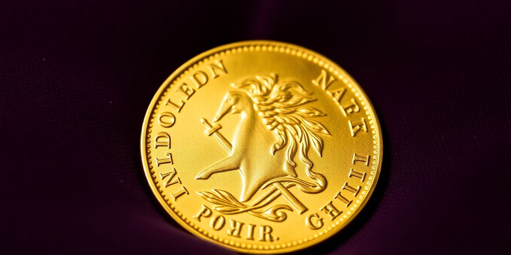 Monnaie Napoléon en or sur un fond sombre.