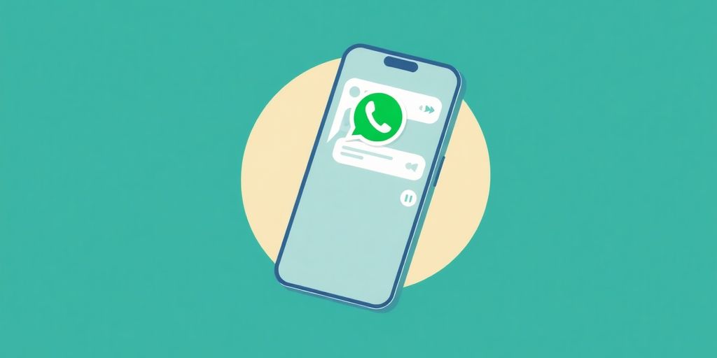 Minimalist illustration of smartphone with WhatsApp notifications.