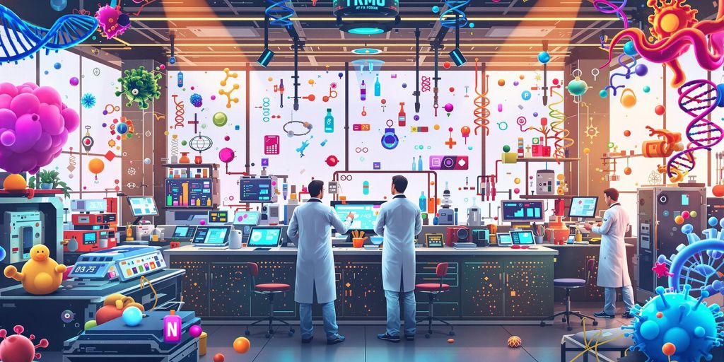 Scientists in a lab developing AI-generated drugs.