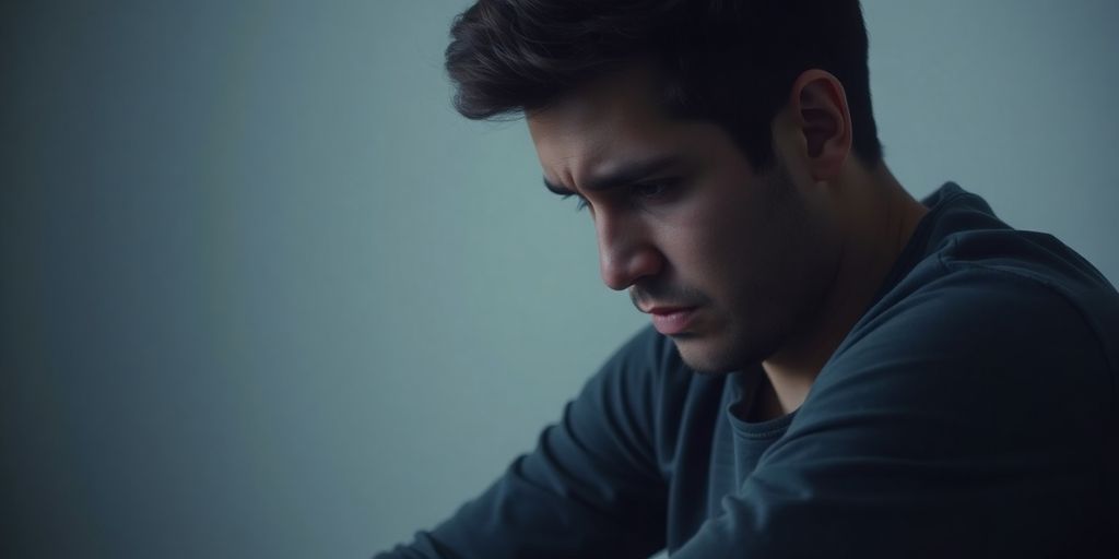 Person in distress during an anxiety episode, isolated.