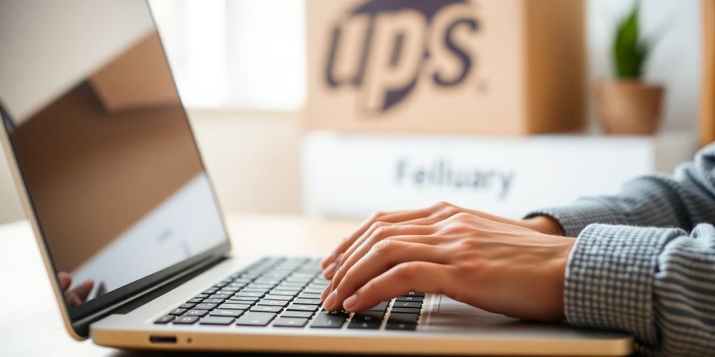 Person working remotely, brown box
