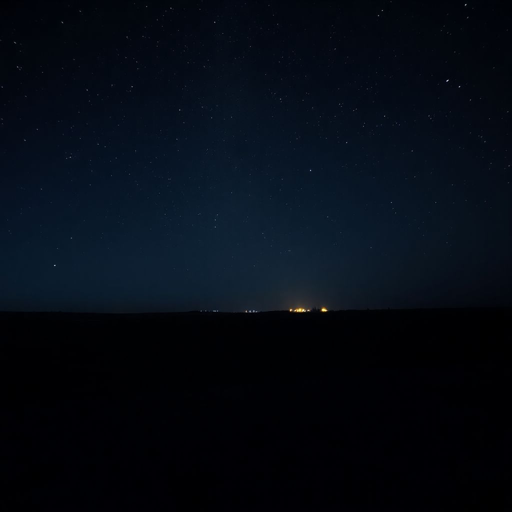 Bright stars over a dark Texas landscape.